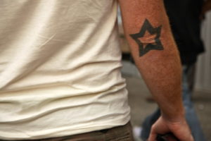 star Tattoo on a most painful spot elbow