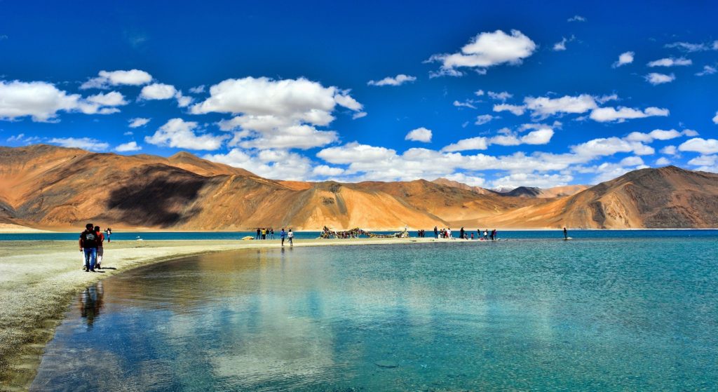 Tourists at Pangong Lake
