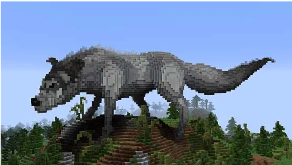 Stone Wolf Minecraft Statue
