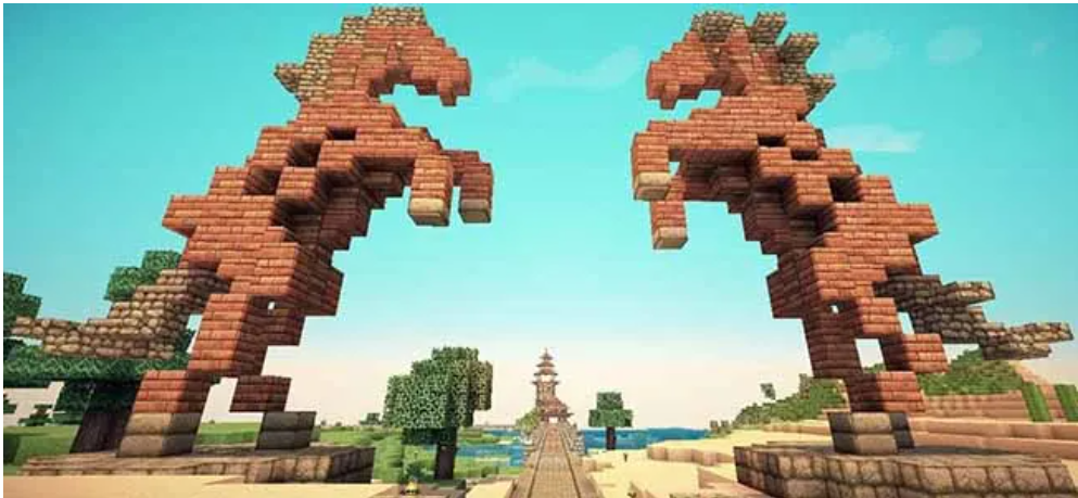 Horse Arches Minecraft Statue