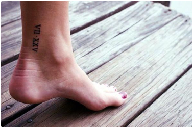 date tattoo on ankle