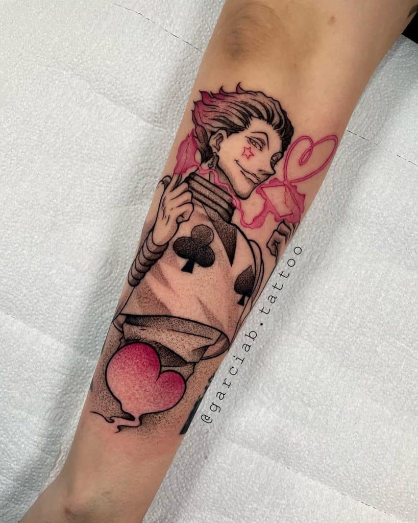 Black and Pink Phantom Troupe Tattoo with a Heart
