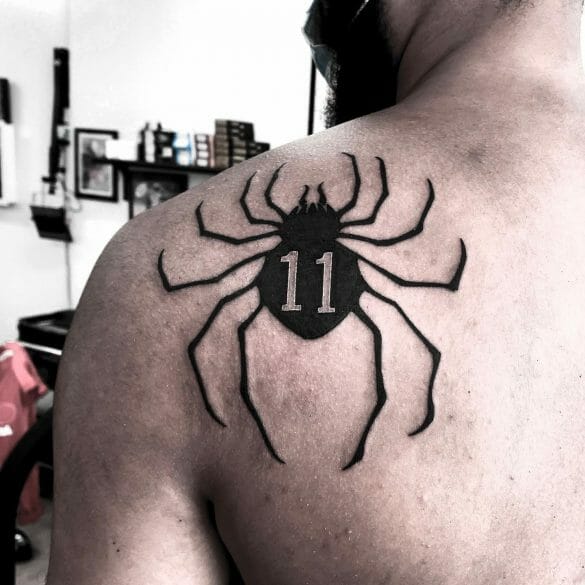 Black Spider Number Tattoo