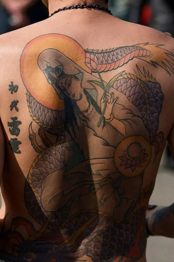 Yakuza gang tattoo on back