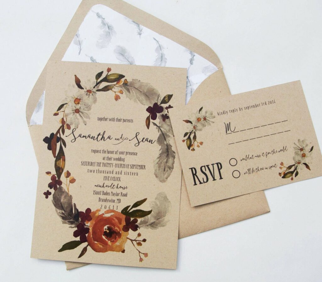 How Many People Should I Invite to My Wedding: Fall Bohemian invitation