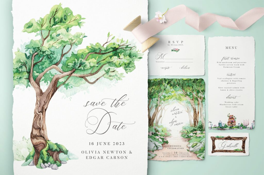 How Many People Should I Invite to My Wedding: Enchanted forest wedding invitation
