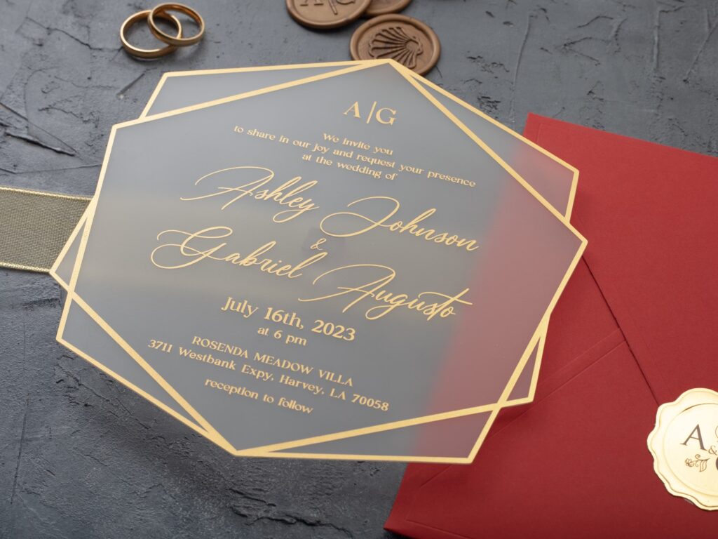 Red with Gold Foil Wedding Invitation