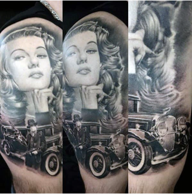 awesome mens gangster bicep tattoos