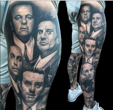 amazing mens gangster leg sleeve tattoos