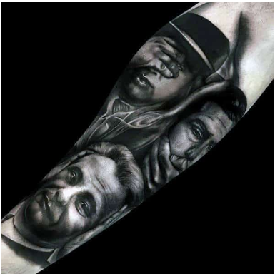forearm gangster sleeve mens tattoo