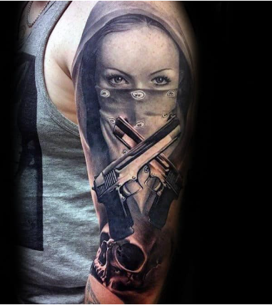 bandana gangster mens half sleeve tattoos