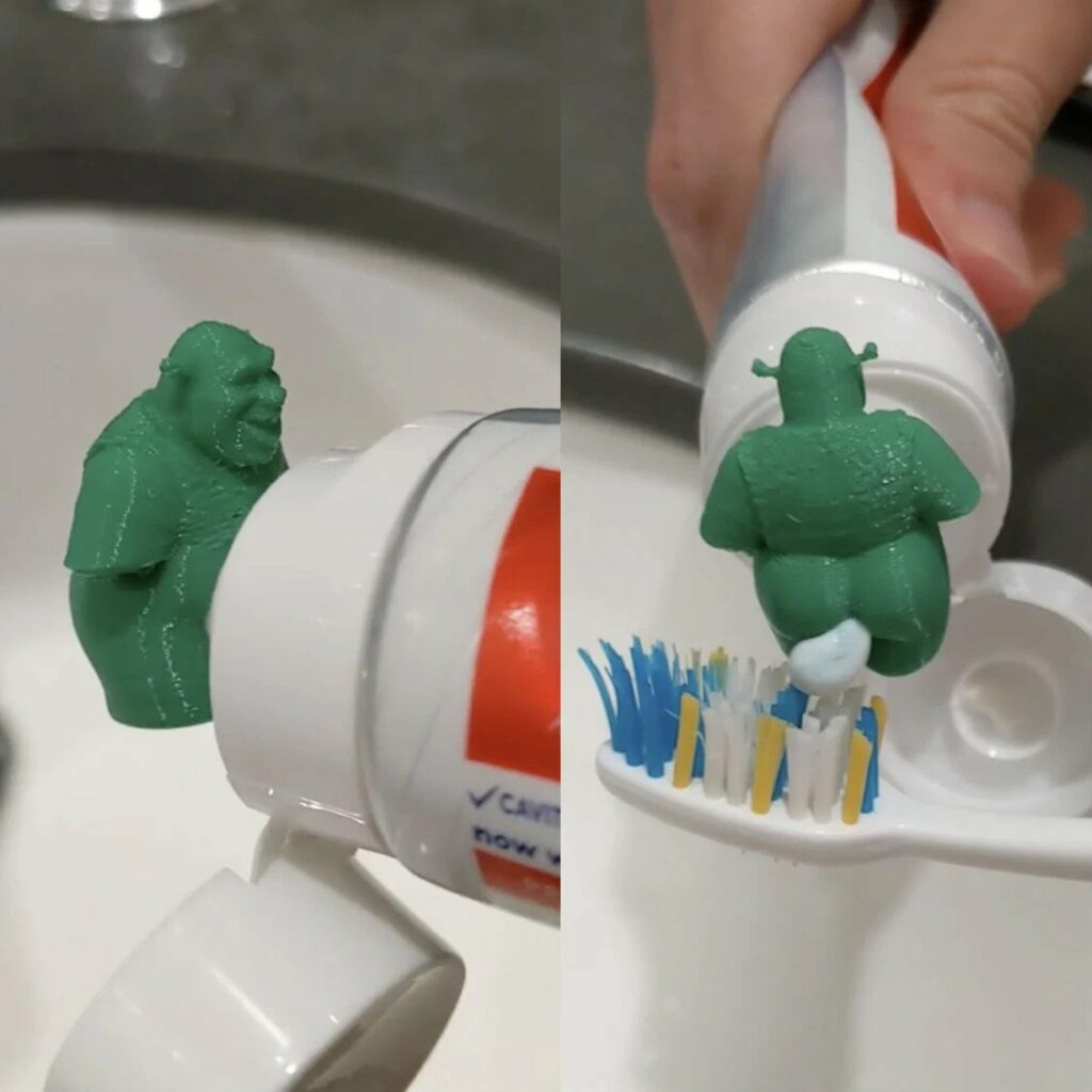shrek pooping toothpaste topper cap
