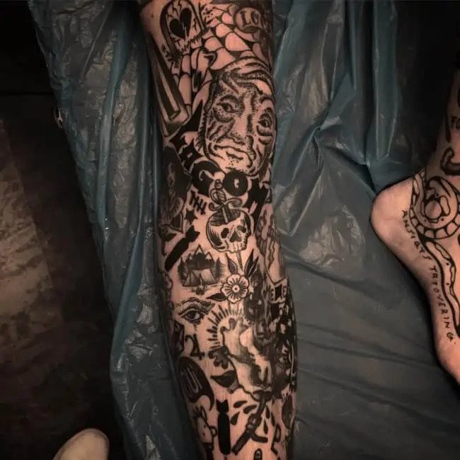 full sleeves gang tattoo