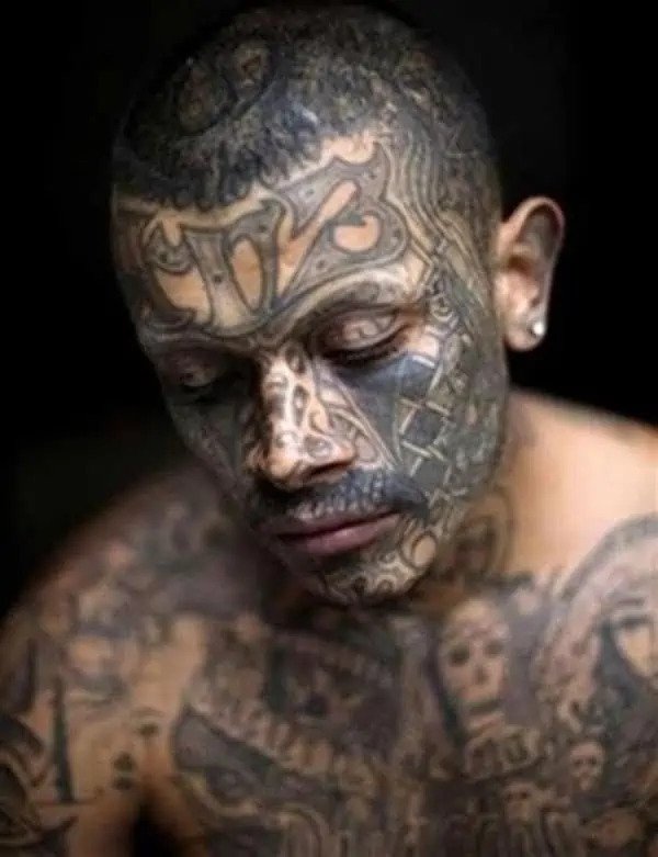 tribal gang face tattoo