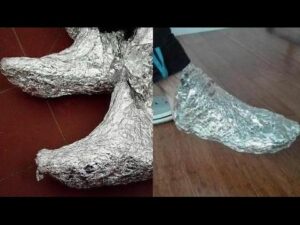 wrapped feet in aluminum foil