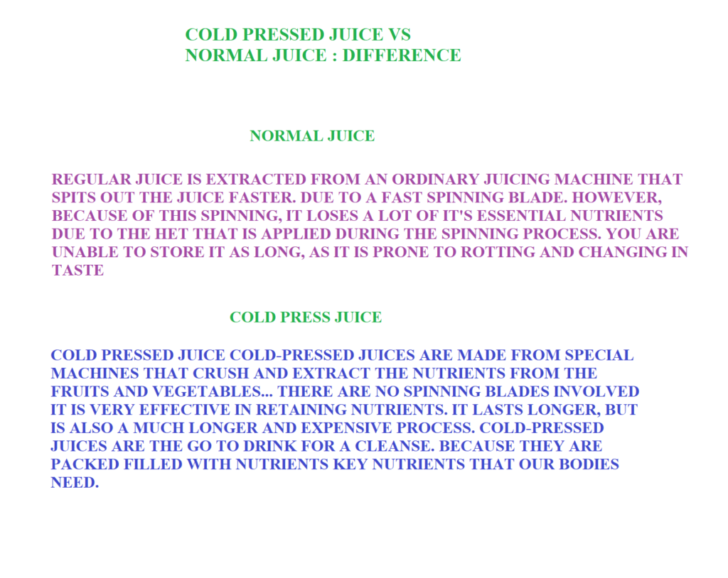 COLD PRESSED JUICE VS NORMAL JUICE