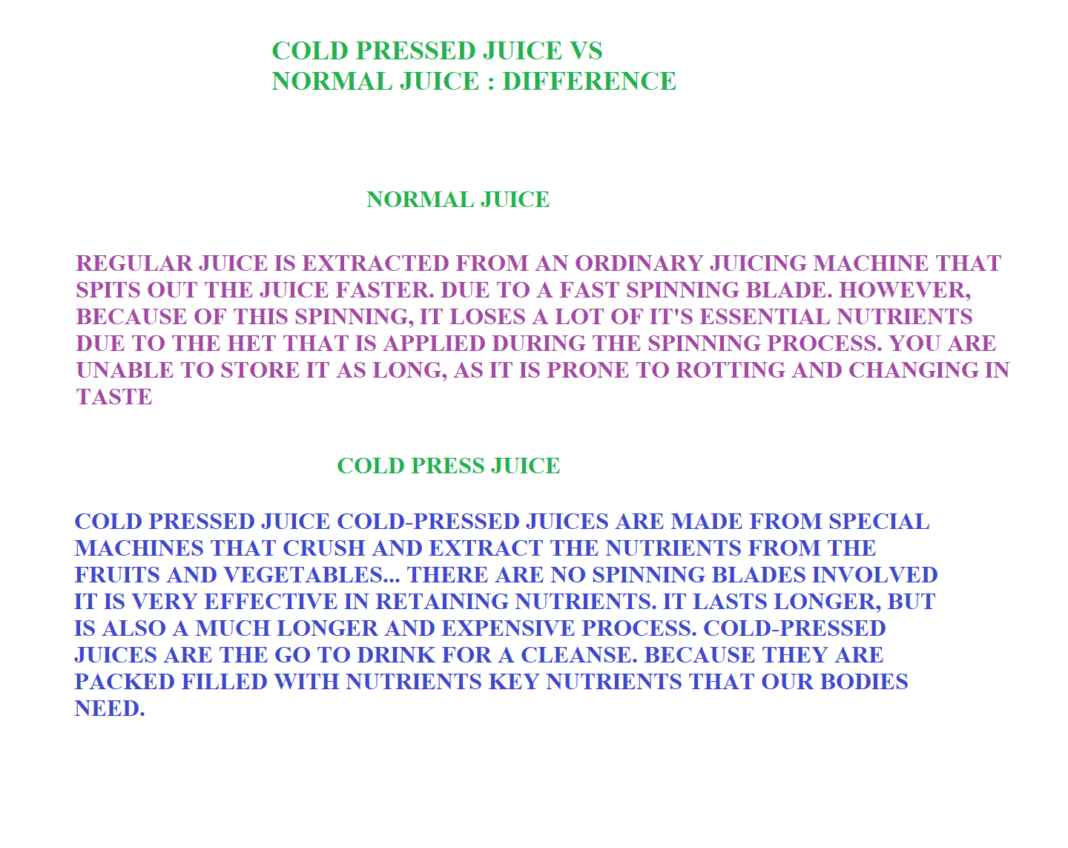 Cold Pressed Juice VS Normal Juice What's The Difference fixthelife