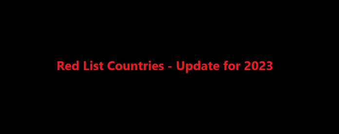 Red List Countries - Update for 2023