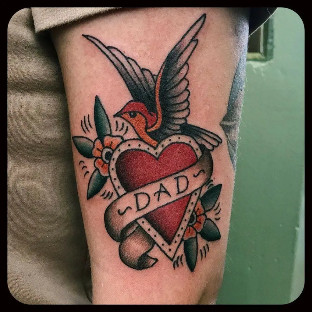 Heart & Flower Tattoo Design