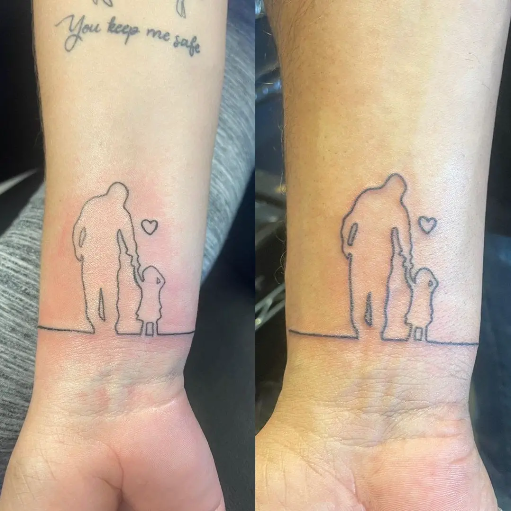 Outline Father Daughter Tattoo Ideas