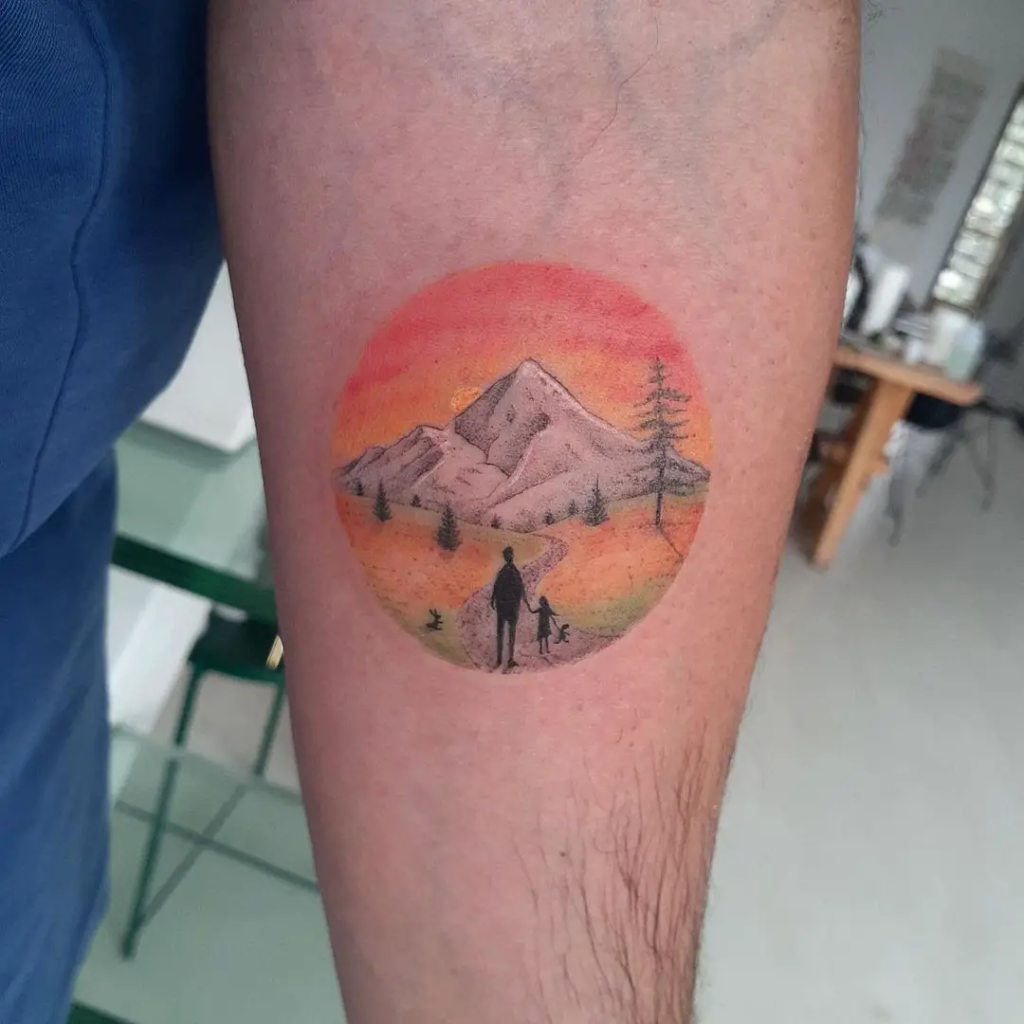 Memory Down The Lane Father And Daughter Tattoo