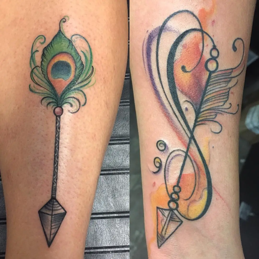 Colorful Arrows Father Daughter Tattoos