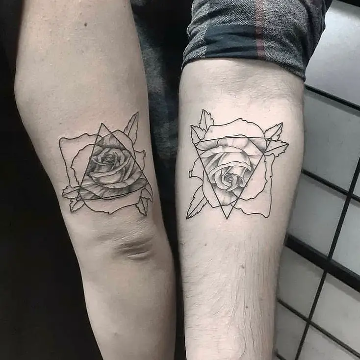 Geometric Rose Father Daughter Tattoos