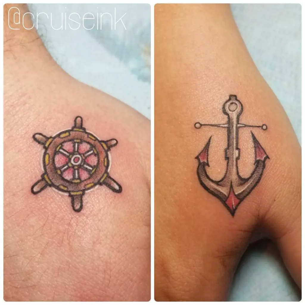 Helm and Anchor Father Daughter Tattoo Ideas