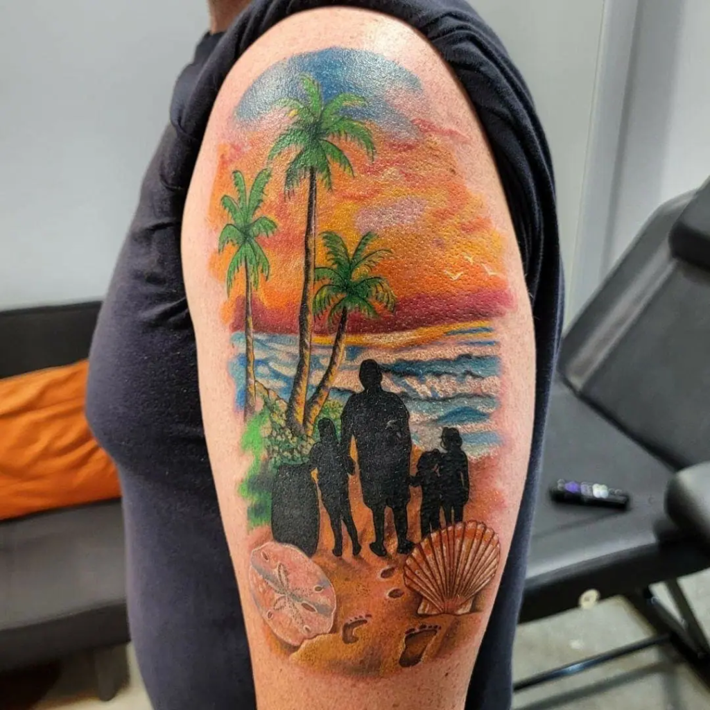 Beach-Themed Tattoo Design