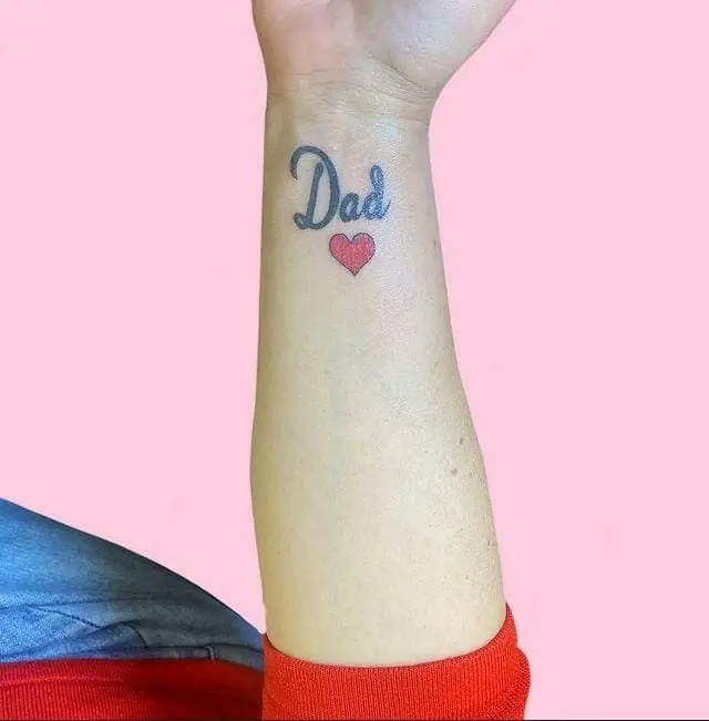 Heart Dad Wrist Tattoo Design