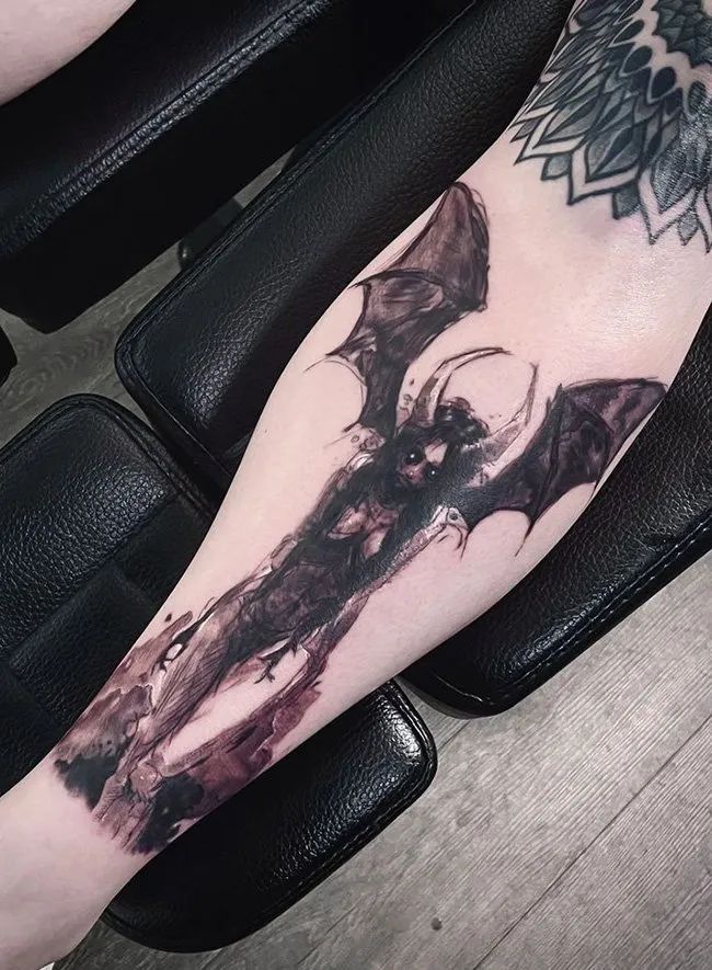  Abstract Watercolor Succubus Tattoo