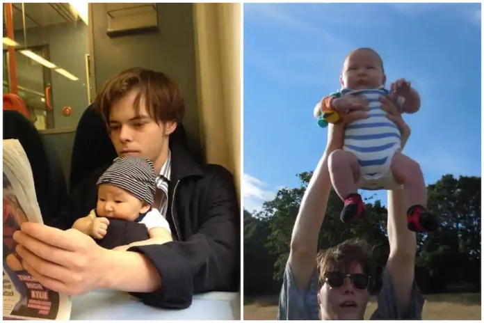 Archie Heaton with father Charlie Heaton