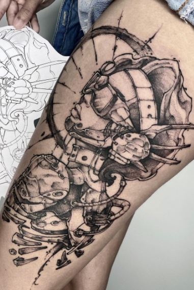 Black and Grey Cyberpunk Tattoos
