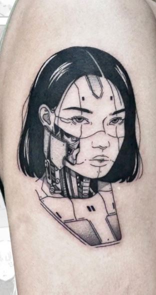 Black and Grey Cyberpunk Tattoos