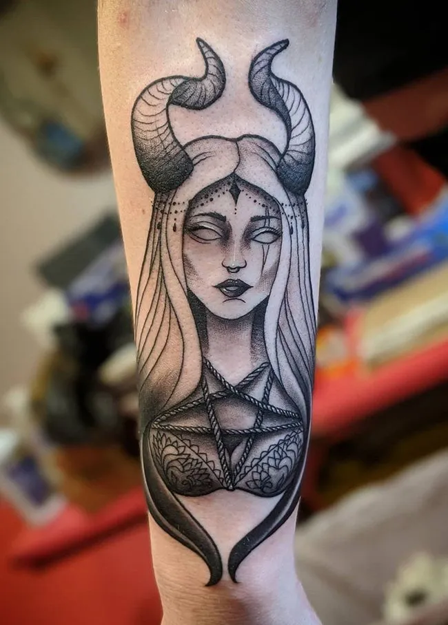 Custom Succubus Tattoo With Horns
