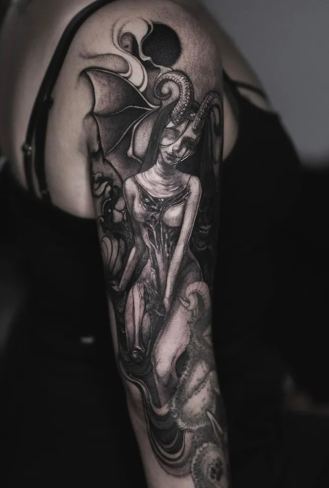Gothic Succubus Design On The Arm