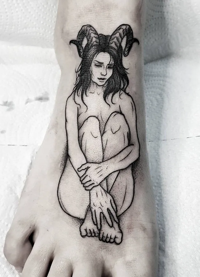 Modern Succubus Tattoo For Feet