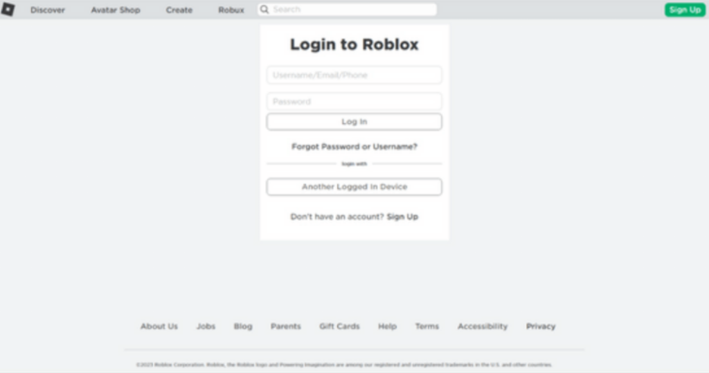 Login to Roblox
