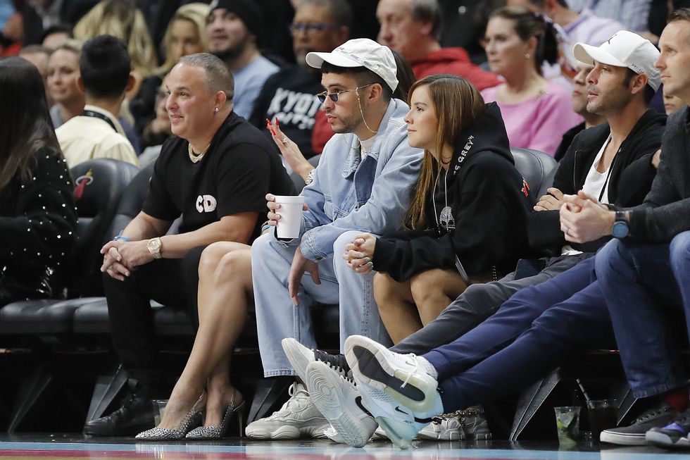 Bad Bunny and Girlfriend Gabriela at Miami Heat Game