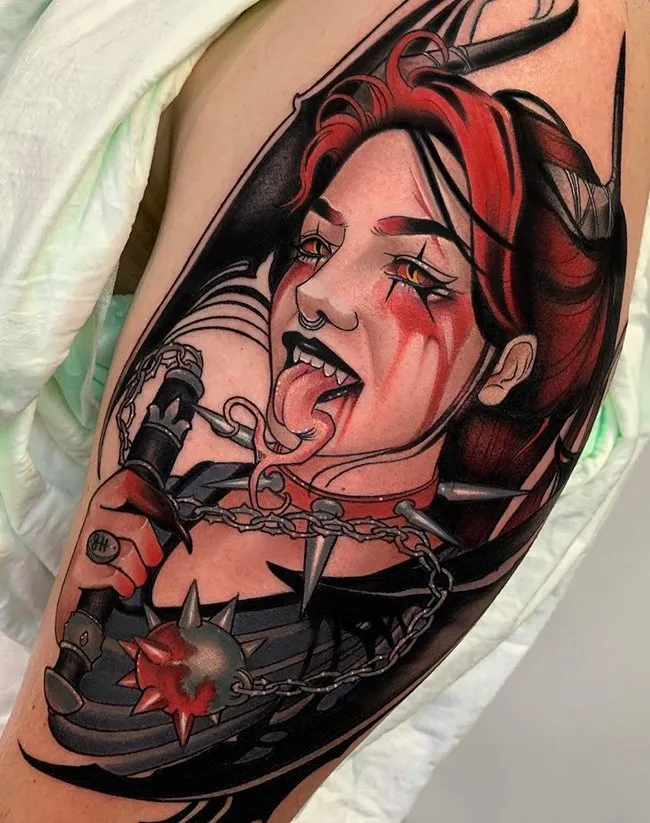 Neo-Traditional Succubus Tattoo