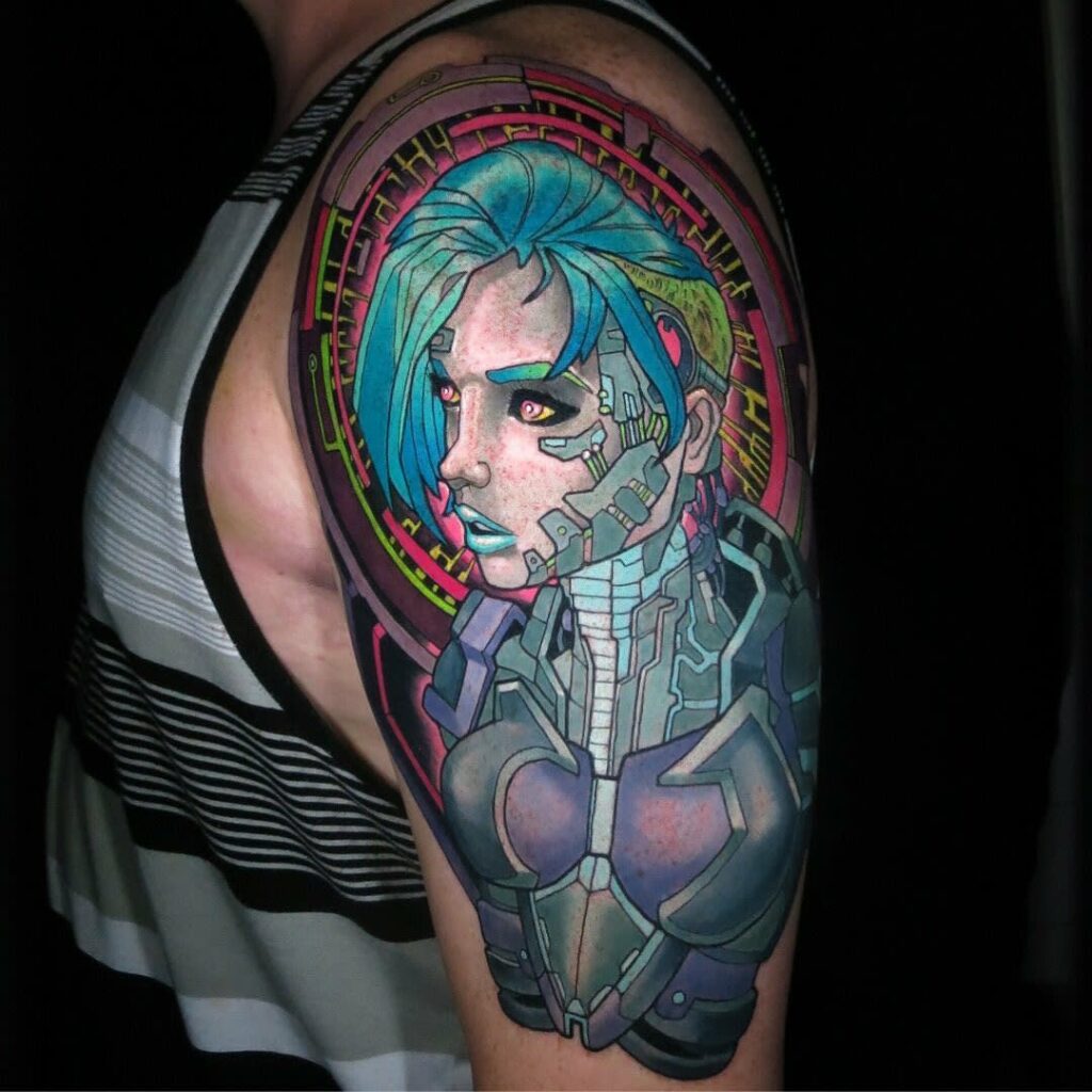 Shoulder Cyberpunk Tattoo ideas