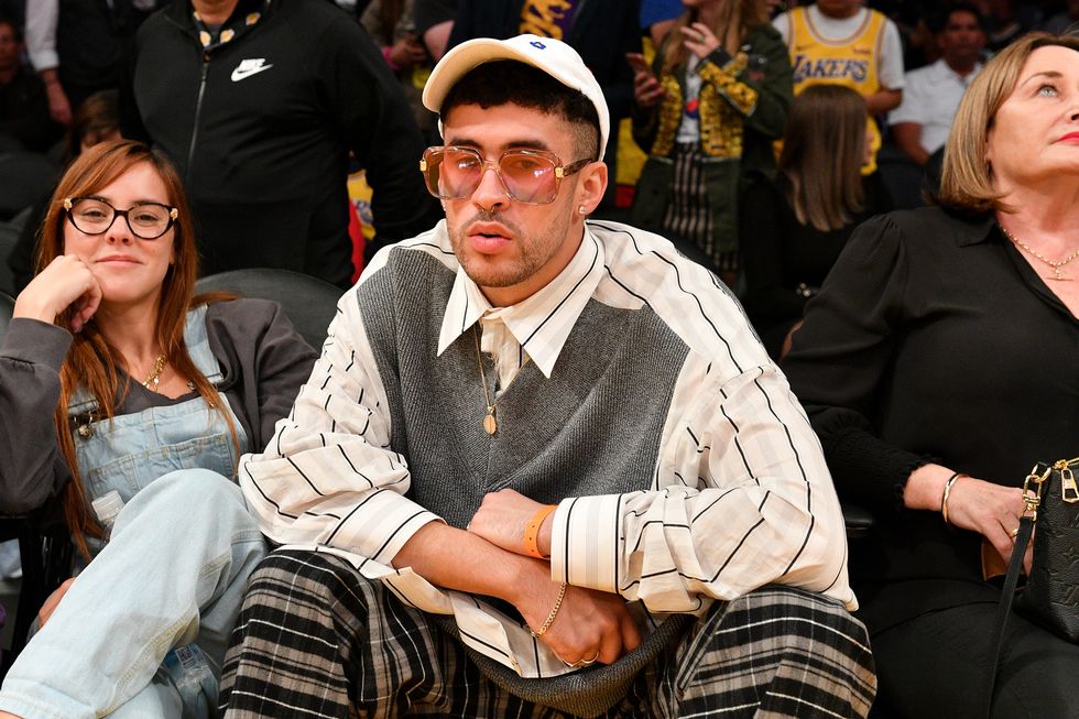 Bad Bunny and his Girlfriend Gabriela at a Lakers Game