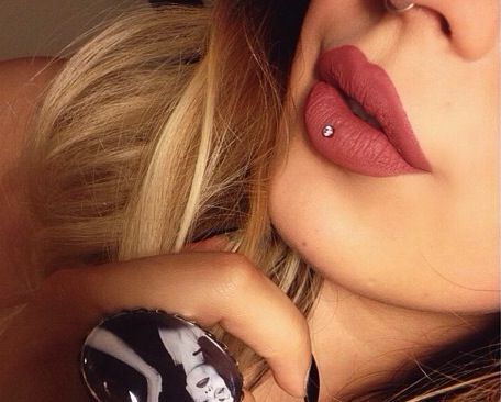 Girl with Ashley Piercing with Red Lipstick
