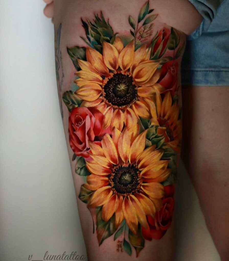 25+ SUNFLOWER AND ROSES TATTOO THAT WILL BLOW YOUR MIND!
