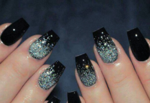 Black Glitter Nails: Trendy, Classy & Glam Nail Ideas To Try A close-up of short square velvet black nails featuring silver magnetic shimmer