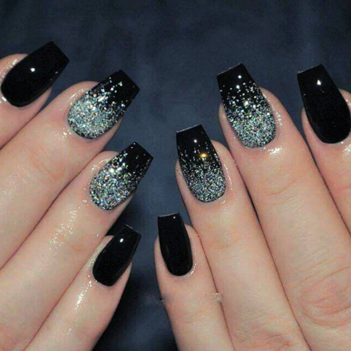 Black Sparkle Nails