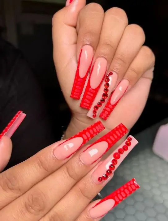 Bright Red Croc Nails