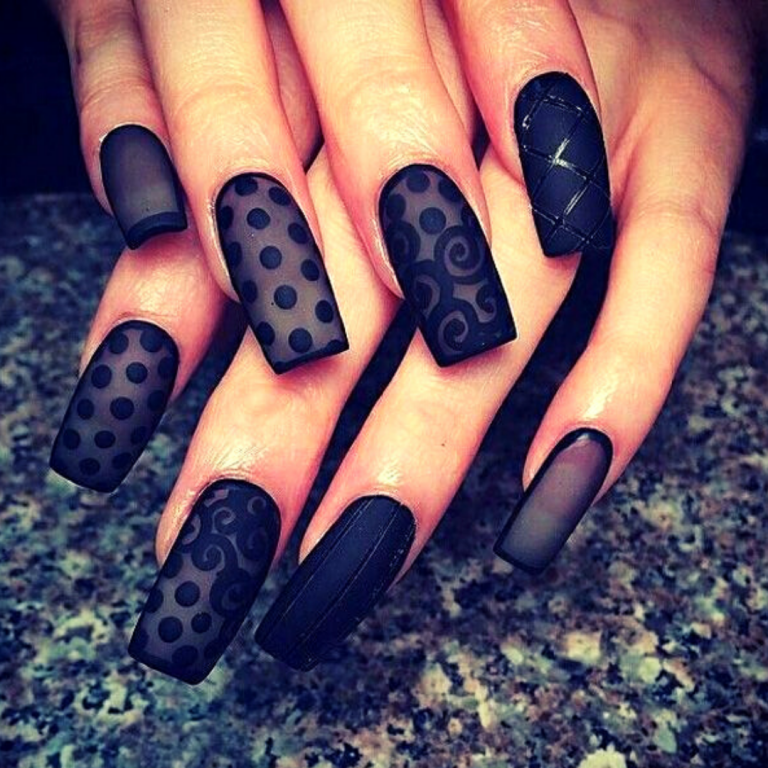 Lace Nail Art in Black