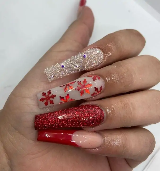  Long Red Coffin Nails