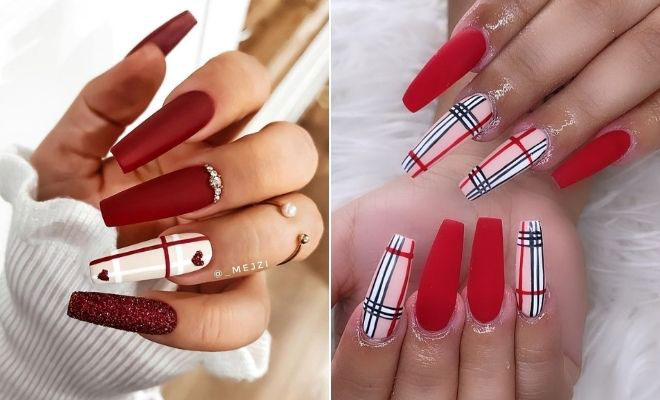 Red Coffin Nail Art